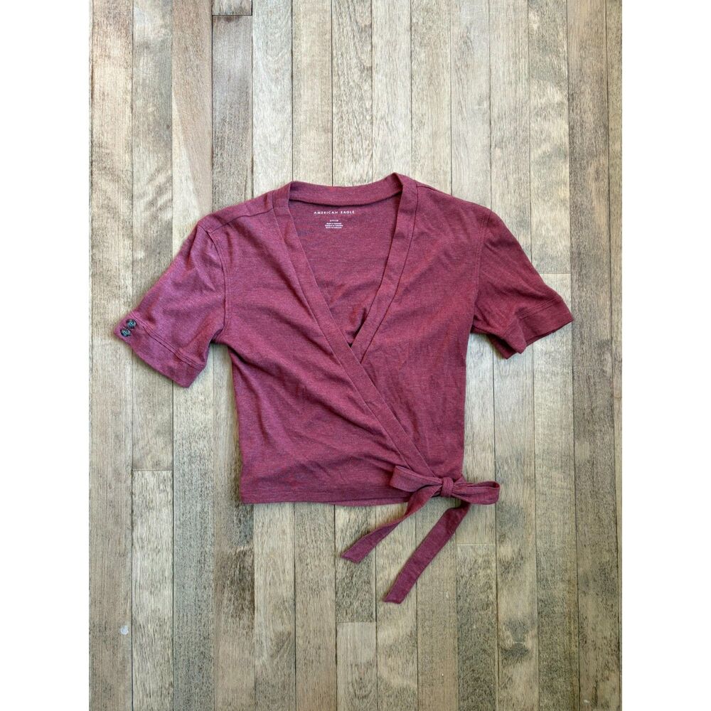 American Eagle Short Sleeve Wrap Top